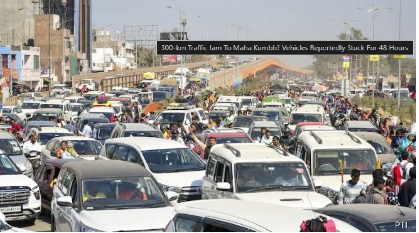 A jam of up to 25 km was reported on routes leading to Prayagraj from Varanasi, Lucknow and Kanpur.