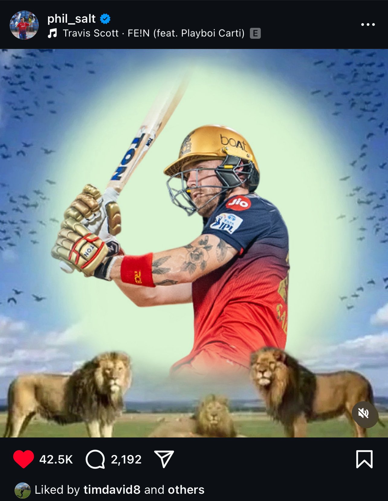 Social Media Reacts to Bizarre Photoshopped Pics of RCB Stars Tim David and Phil Salt Surrounded by Lions 🦁📸