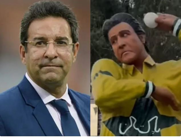 Wasim Akram statue Hyderabad Niaz Stadium
