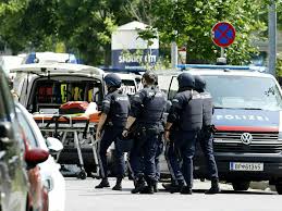  Austria school shooting scene with emergency responders on site
