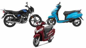 Two-wheelers parked at dealership representing rising scooter sales in India
