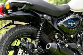 Royal Enfield Hunter 350 with upgraded softer suspension parked outdoors