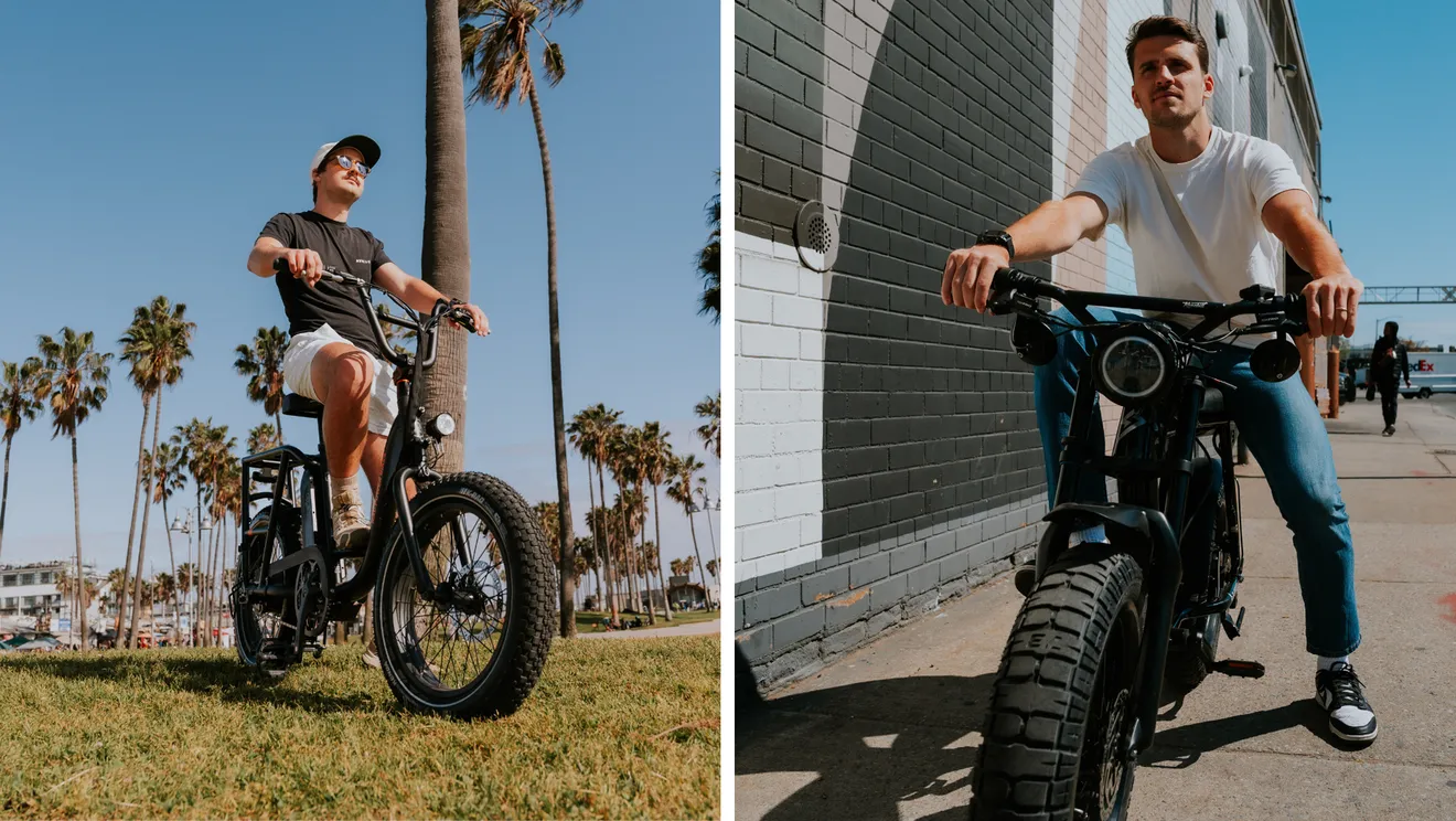 Rider enjoying summer sunshine on a sleek electric bike, representing Upway’s seasonal e-bike promotion.