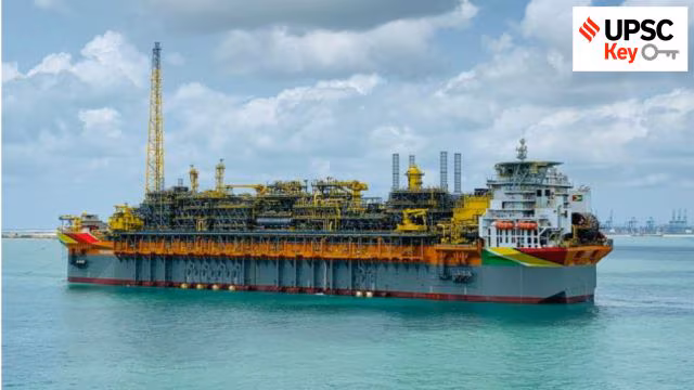 Map highlighting the Strait of Hormuz, a globe indicating climate risk zones, and an aviation symbol representing the Chicago Convention—all as UPSC-relevant visuals.