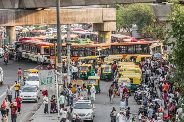 Crowded street in India showing dense population and urban life