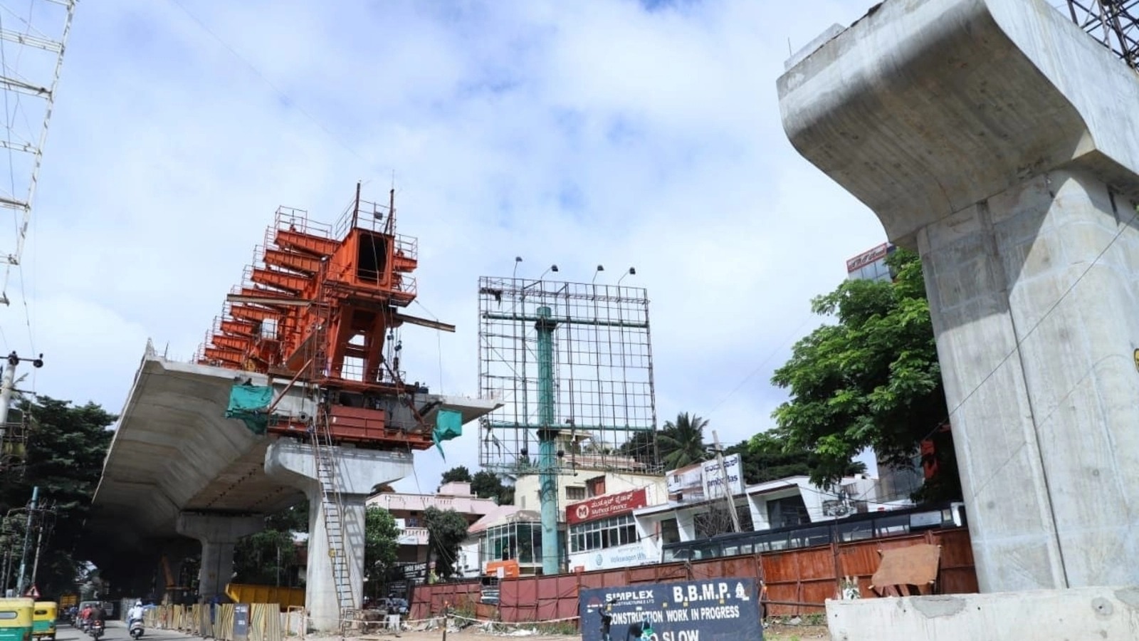 Unfinished concrete pillars of Bengaluru's Ejipura flyover resembling Stonehenge