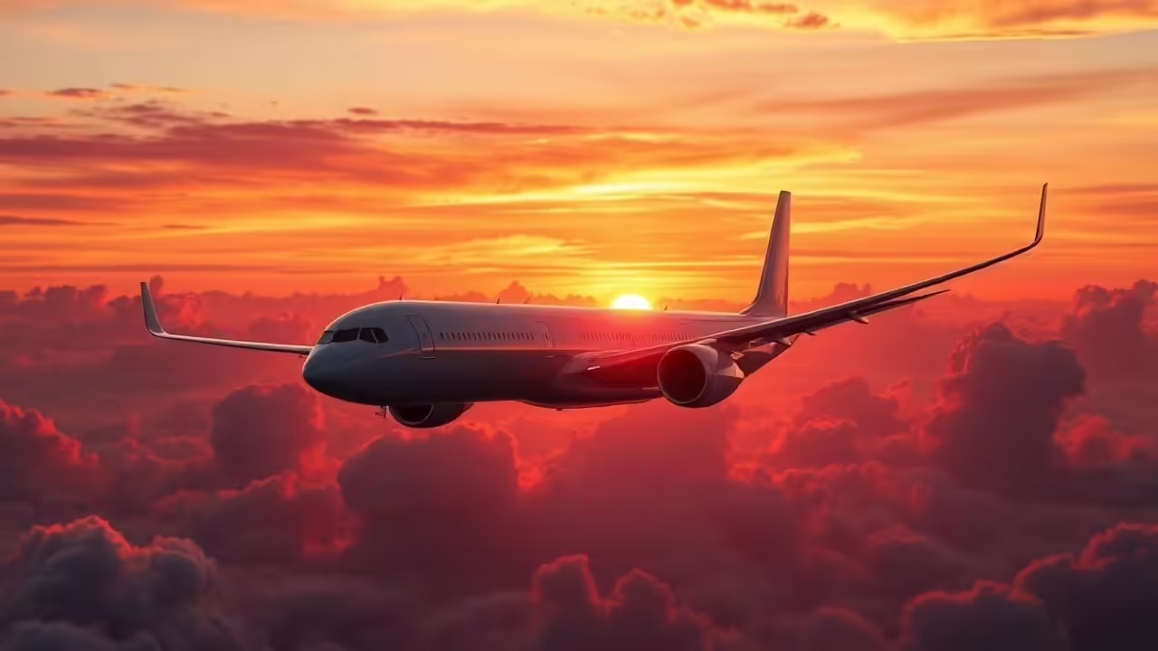 Airplane in flight against sky with "Airspace Closed" overlay