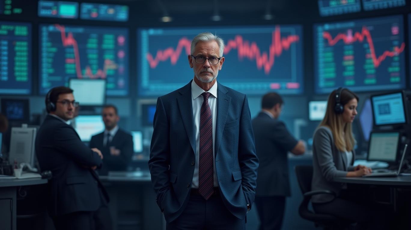 Line chart showing bank stocks rising while tech stocks decline in 2025