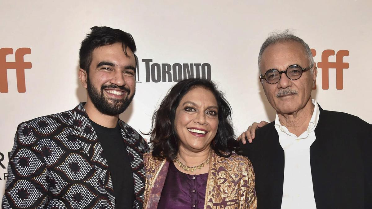 Zohran Mamdani with his mother Mira Nair and actor Kal Penn during the making of The Namesake