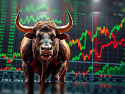 Stock market rally in India with Sensex jumping 900 points and Nifty nearing 25,500 level