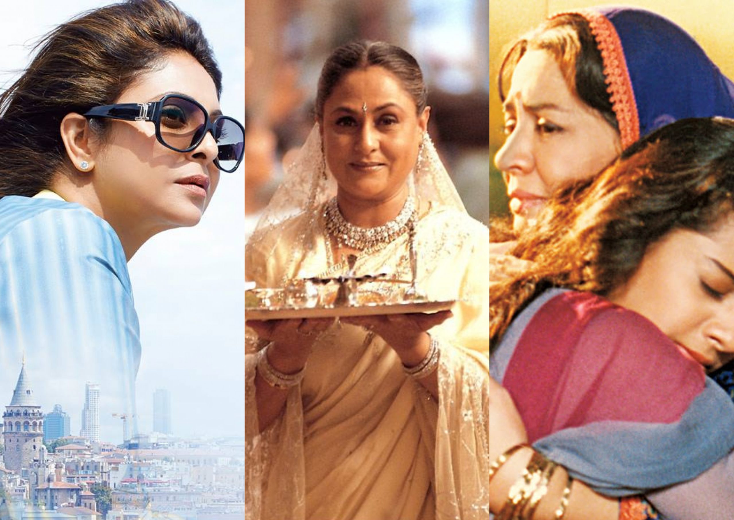 Collage of iconic Bollywood mothers including Nirupa Roy, Reema Lagoo, and Kirron Kher, symbolizing maternal love.