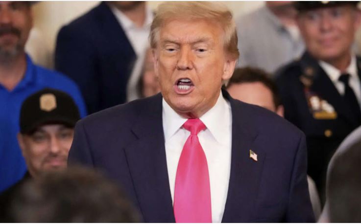 Donald Trump at press event after China trade deal, mentions India