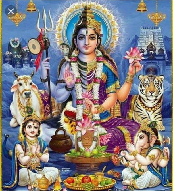 “Lord Shiva and Goddess Parvati with sons Ganesha and Muruga on Mount Kailash”