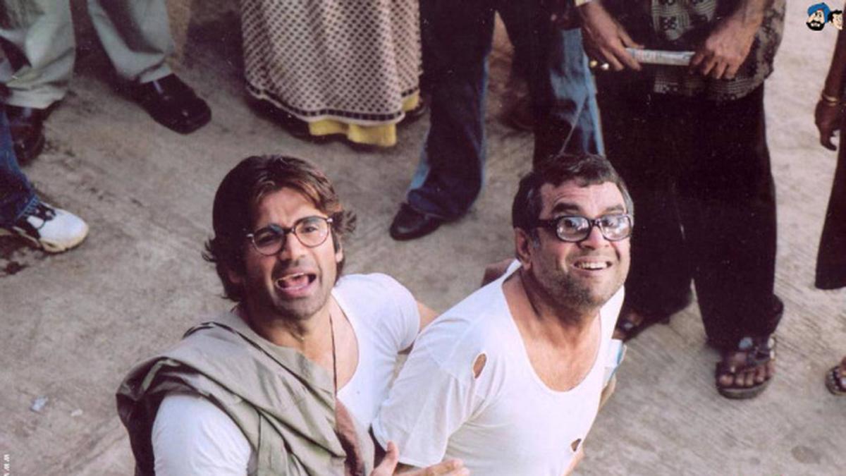 Paresh Rawal smiling on the set of Hera Pheri 3
