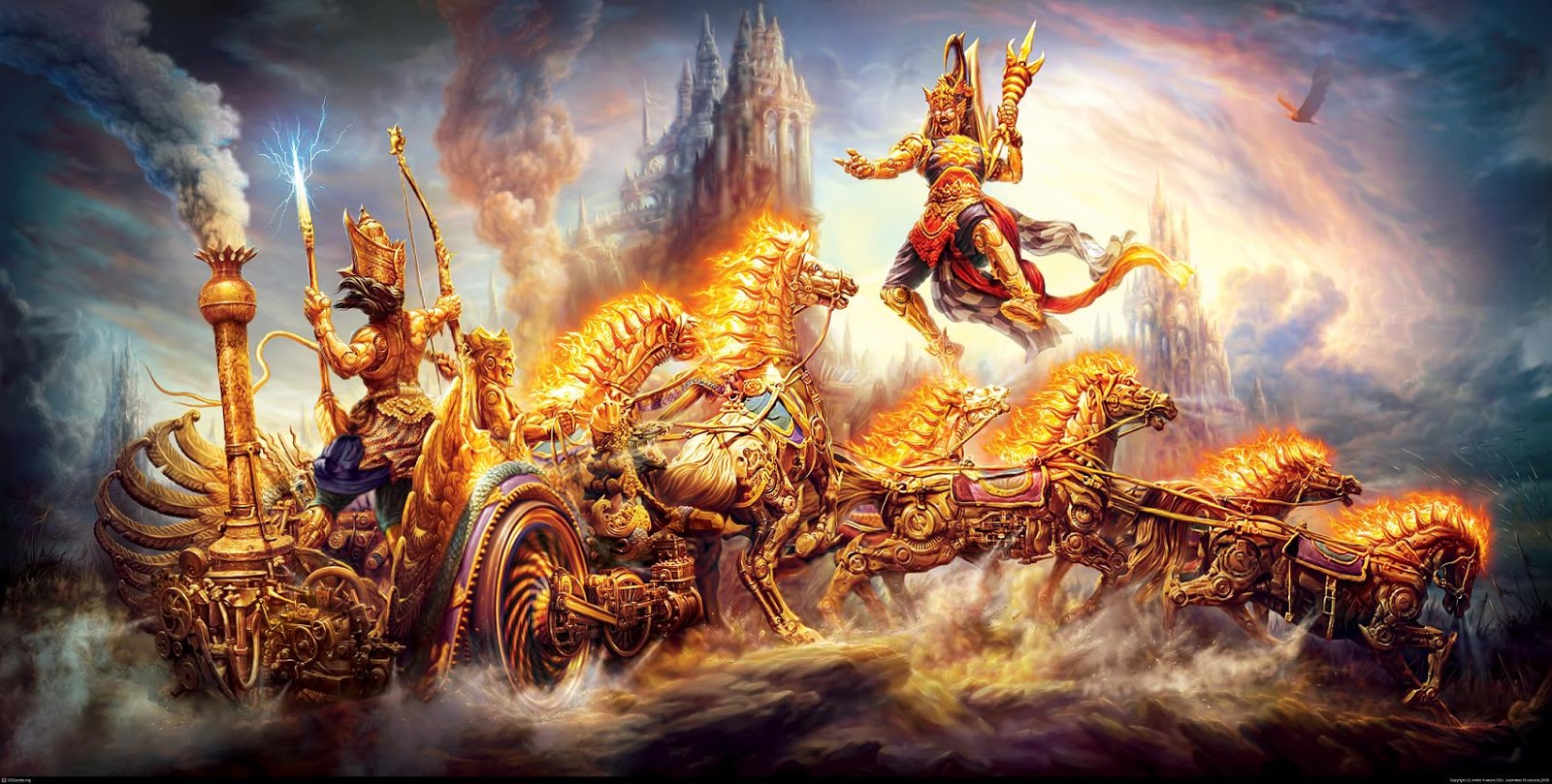 “Krishna guiding Arjuna on the battlefield of Kurukshetra in Dvapara Yuga”