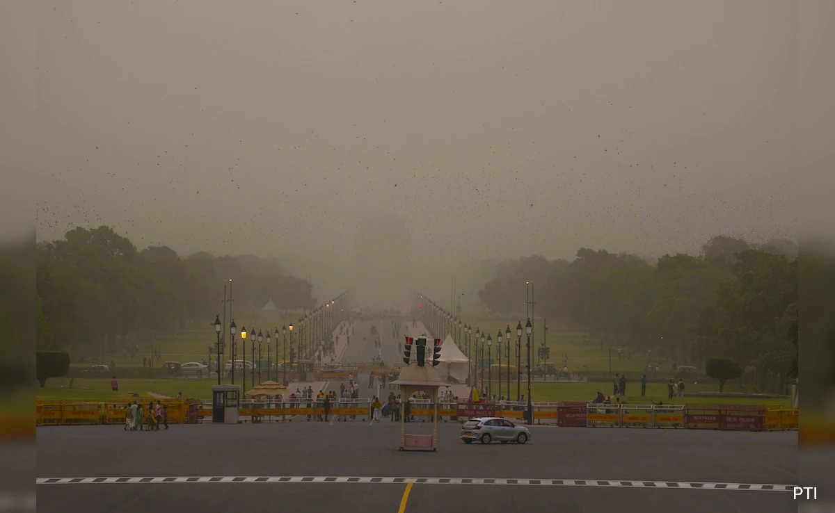 Cloudy skies over Delhi with parched landscape