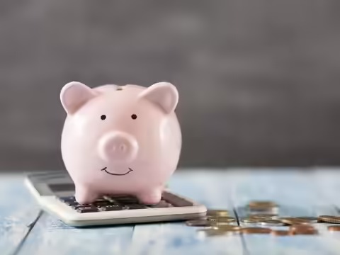 Young Indian millennial holding piggy bank