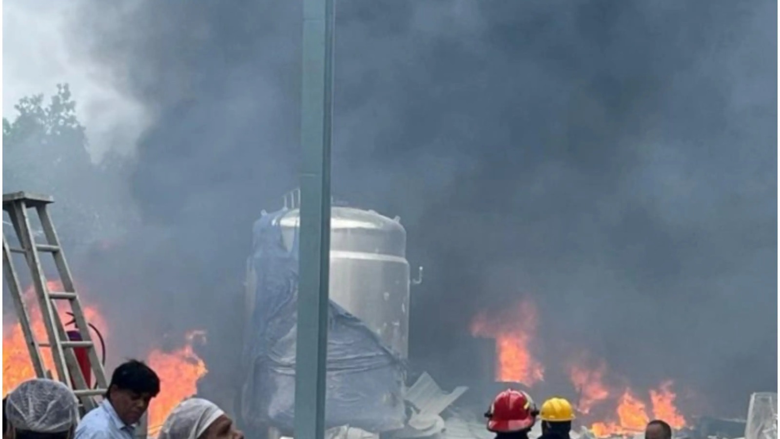 Smoke rising after blast at crackers factory in Sivakasi, Tamil Nadu, July 2025