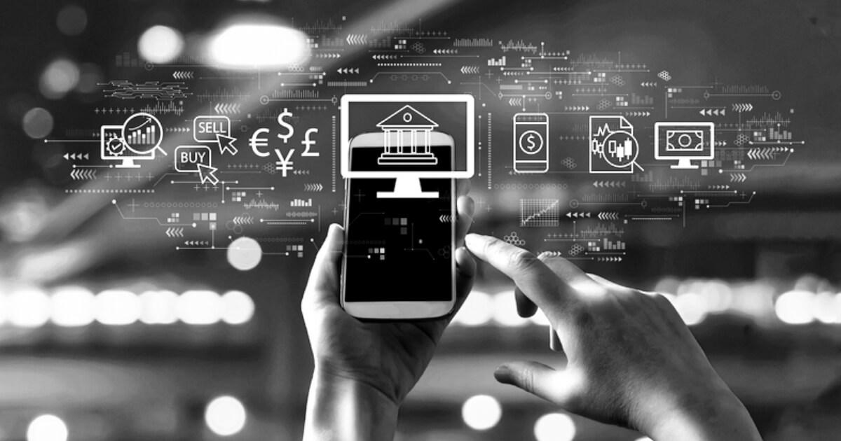 AI robot analyzing credit data on screen with borrower applying digitally via smartphone.