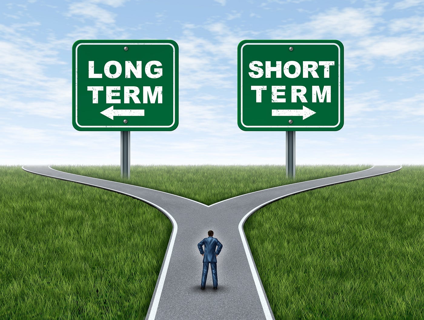 Two side-by-side calendars labeled "Short-Term" and "Long-Term"