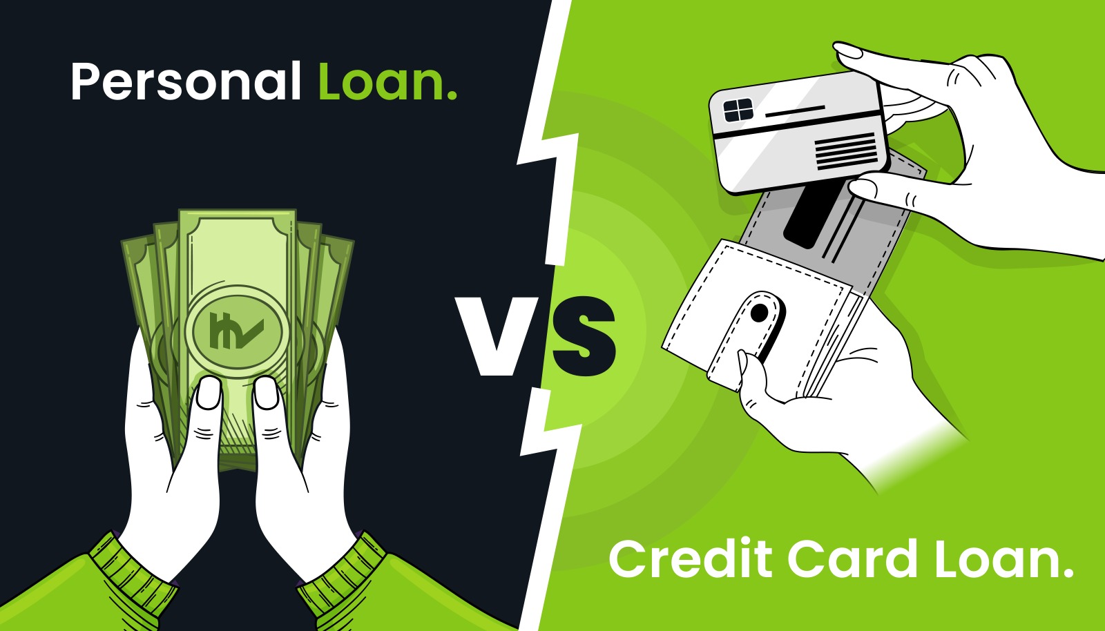 An Indian young professional comparing credit card loan vs personal loan options on a mobile app powered by Vizzve Finance.