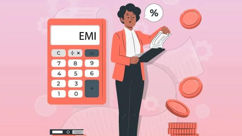 Indian man calculating EMI savings after personal loan balance transfer with Vizzve Finance