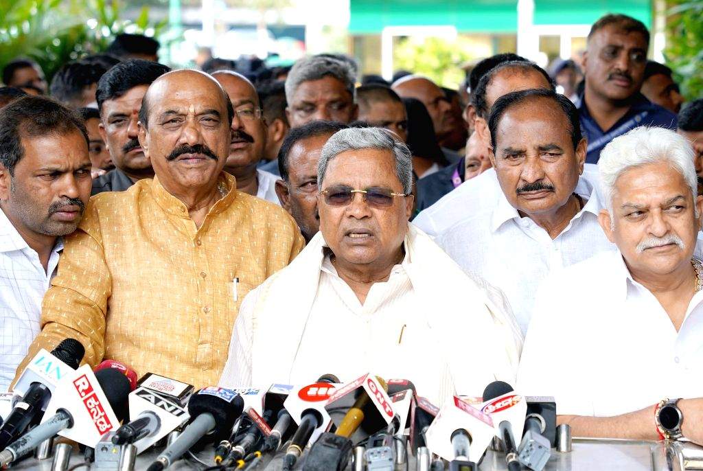 Siddaramaiah addressing media as Karnataka Chief Minister