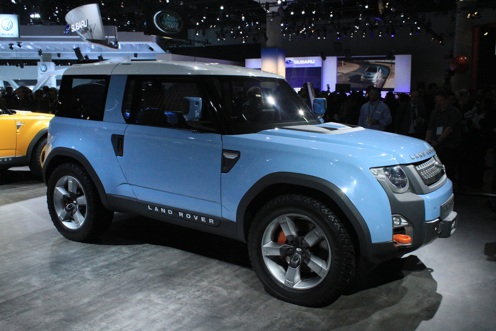 Tata Motors concept SUV resembling a Mini Defender on display