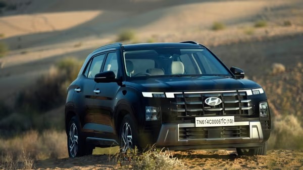 Hyundai Creta SUV parked in showroom with 'Best Selling Car' badge for June 2025