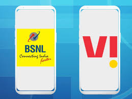 Telecom towers with BSNL and Vodafone Idea logos representing government support
