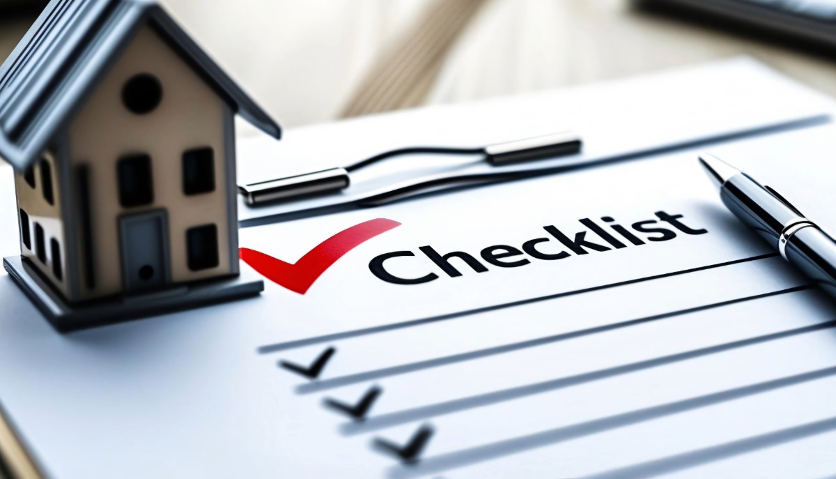 Home loan rejection checklist with warning signs and calculator on desk