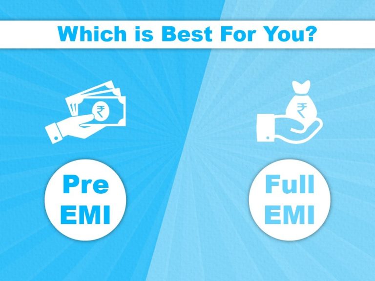 Side-by-side visual of Pre-EMI vs Full EMI home loan payment comparison