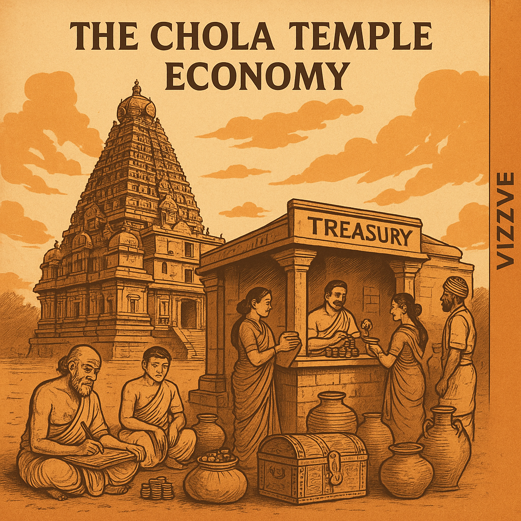 Brihadeeswarar Temple with highlighted treasury vault and economic activity