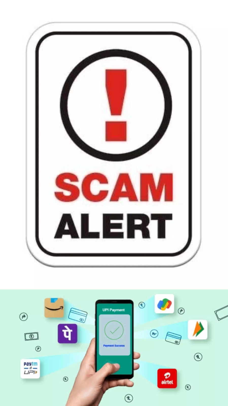 Digital scam alert message on mobile phone – secure your money with Vizzve Finance