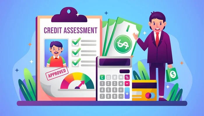 Employee checking credit score on phone after taking a loan