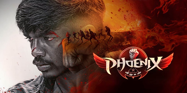 Surya Sethupathi in a dynamic action scene from Phoenix movie.