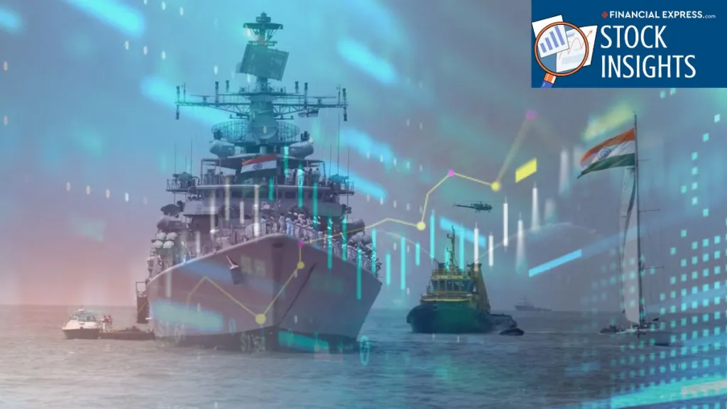 Company facility with Indian Navy ships in the background symbolizing defense contract success