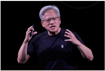 “Nvidia logo with upward-trending stock chart and AI technology background”