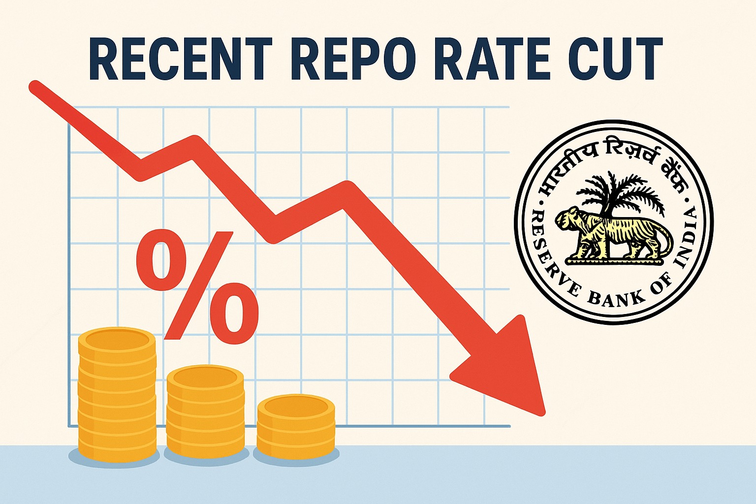 RBI building with arrows showing both rate cut and liquidity squeeze decisions