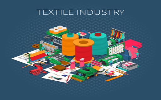 Textile factory with rising stock market chart and rupee symbols representing investment growth