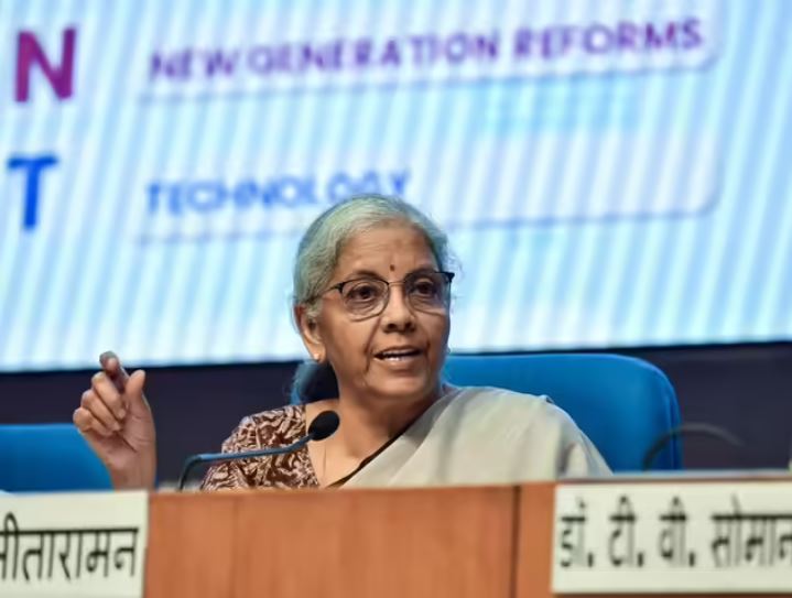 "Finance Minister Nirmala Sitharaman delivering Union Budget 2024 highlighting 9 development priorities"