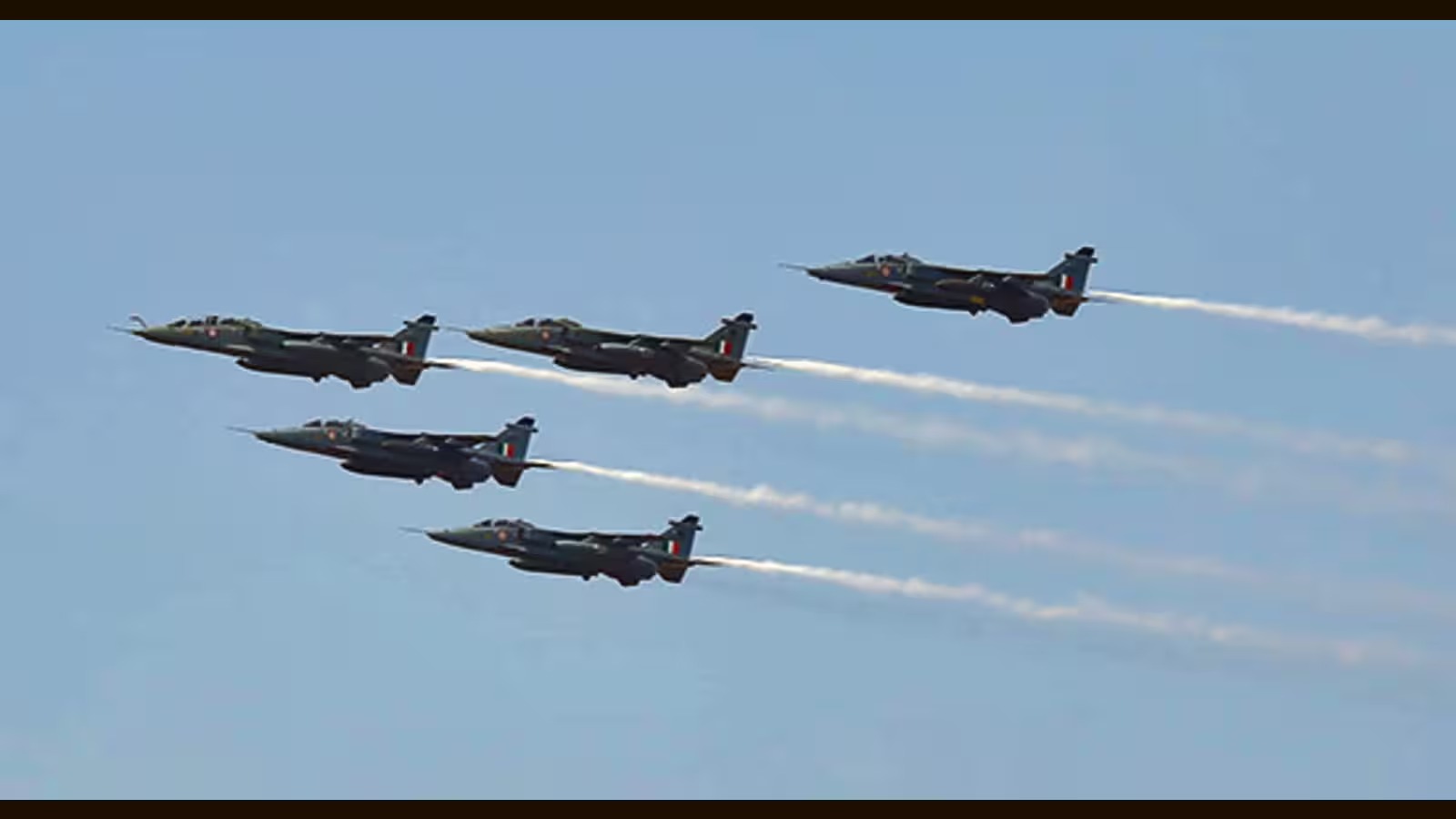 Indian Air Force Jaguar jet flying in combat formation