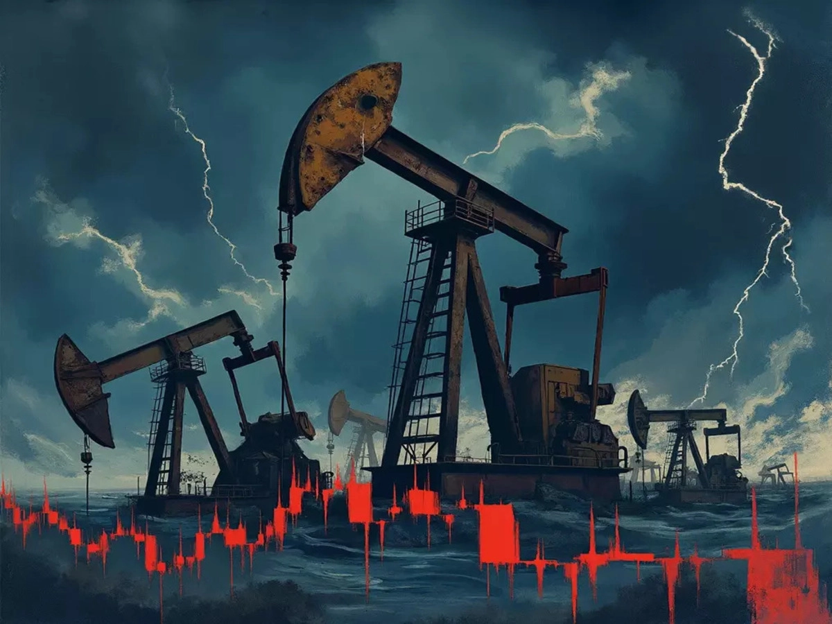 “Oil tanker ships in a busy port illustrating high global oil supply amidst geopolitical tension”