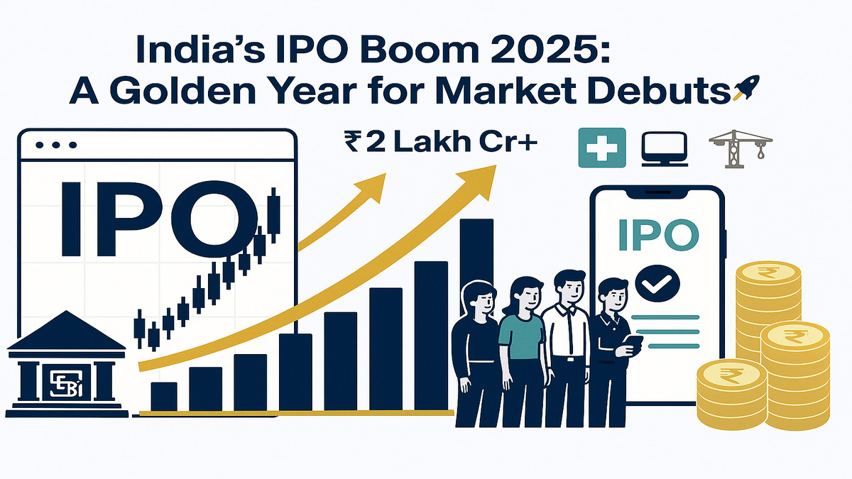 India IPO boom 2025 with investment bankers, stock market growth chart, and billion-dollar listings