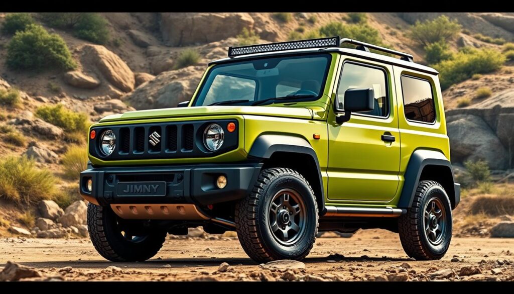 Maruti Suzuki Jimny SUV parked outdoors, with updated 2025 safety feature highlights