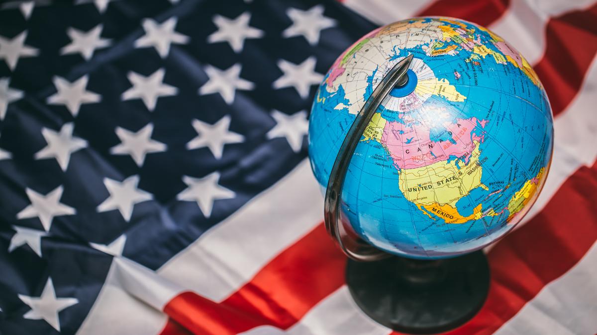 Illustration showing U.S. involvement in multilateral institutions like the UN and NATO fading over time