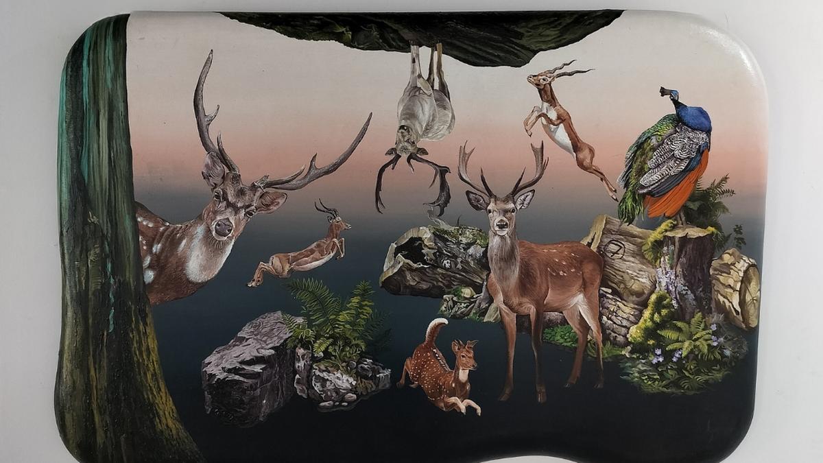 Artwork by Satadru Sovan Banduri highlighting biodiversity and environmental threats
