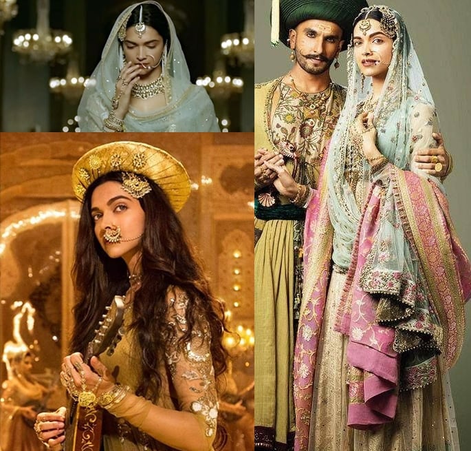 A montage of Bollywood movie costumes and jewellery from lavish film productions