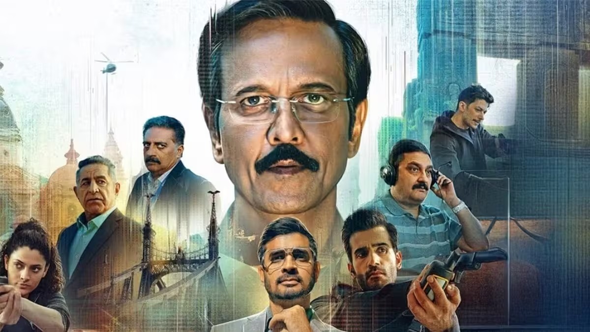 Kay Kay Menon as Himmat Singh walking with intensity, framed against a backdrop of international cityscapes and intelligence maps from Special Ops 2.