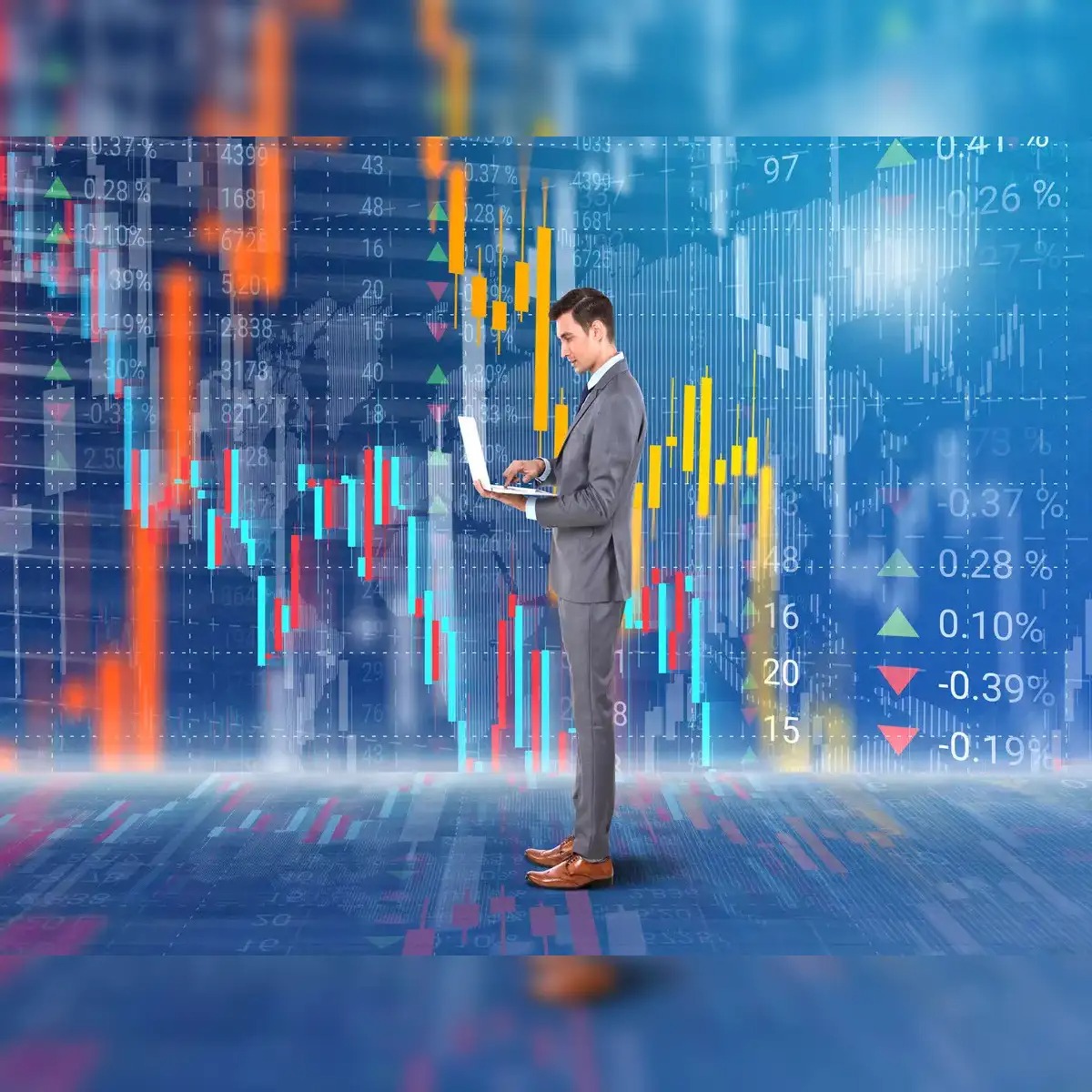 Stock market trends graph with highlighted stocks